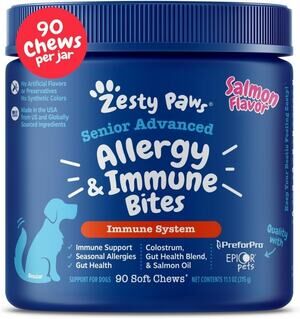 Zesty Paws Allergy & Immune Bites for Dogs – New (90 Soft Chews) Exp 2027